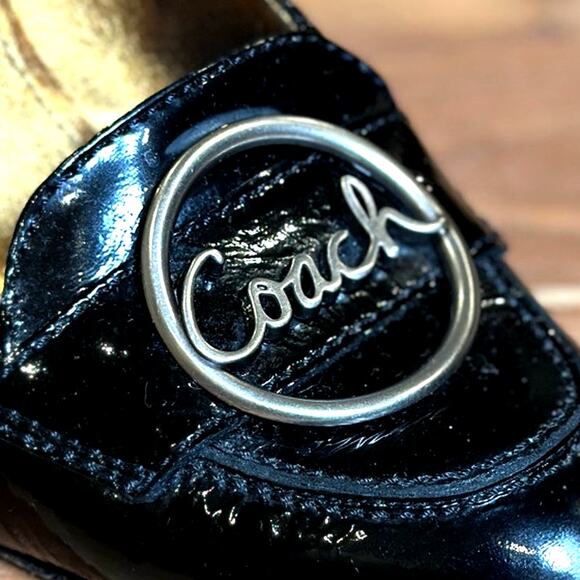 COACH | US 9.5 B | HANAH Gold Lined Black Patent Leather Pump 3-inch Heel A3848 - Picture 4 of 11